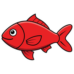 Red Snapper fish isolated flat vector illustration on white background