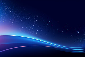 Abstract glowing blue background with flowing lines and stars in a dark space for presentation slid show,Generated By Ai