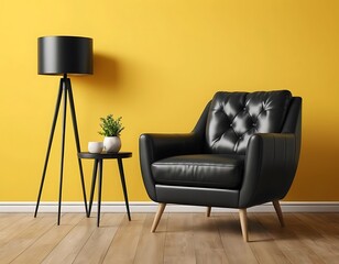 Black Leather Armchair Modern Living Room Decor