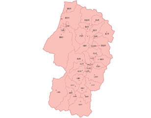 山形県　地図　ピンク　斑点　イラスト