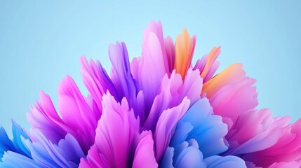 A vibrant display of colorful abstract petals against a blue background.