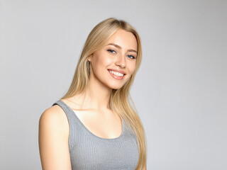 young woman about 20 til 30 years old with blond long hairs
