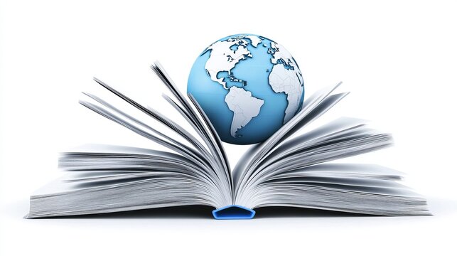 Concept for International Day of Education Earth globe depicted on book pages in a circular shape