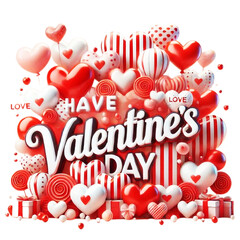 Valentine's Day celebration red and white color scheme heart shaped balloons