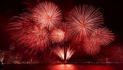 red fireworks in night time sky
