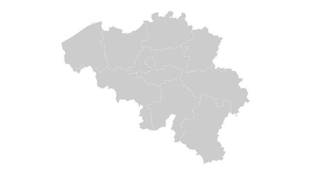Belgium map animation. Animation of connecting all region country into a whole Belgium map with borders in the background with an alpha channel. Motion design.