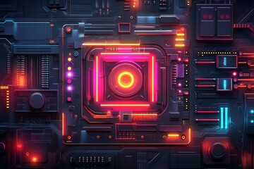 Neon Circuitry: A Cyberpunk-Style Digital Core