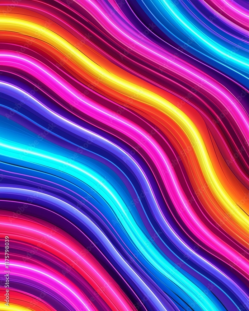 Poster vibrant waves of colorful neon lights creating an energetic abstract pattern. background lighting en