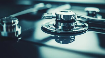 Close-Up of a Vintage Turntable Tonearm and Platter with Reflective Surface Highlighting the Craftsmanship and Design of Analog Music Equipment