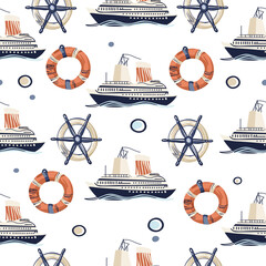 Sea Vector Patterns: Ships, Anchors, and Waves © Kateryna