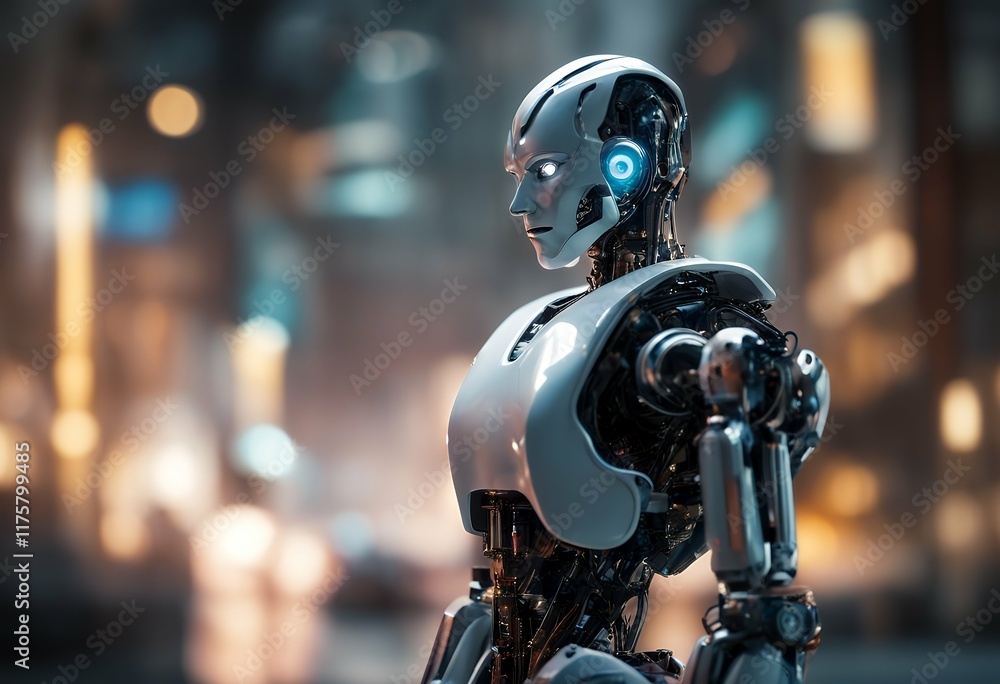 Poster future robot future technolog modern intelligence background artificial humanoid robot