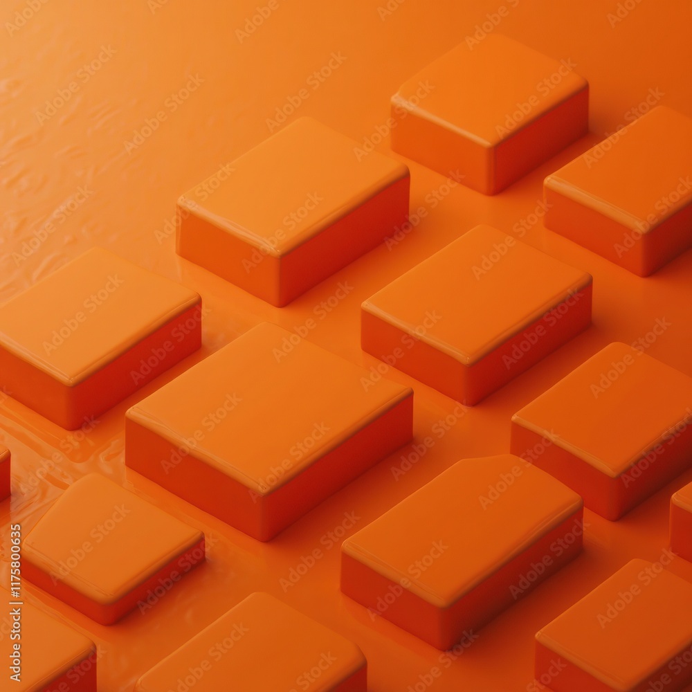 Poster Abstract Composition of Orange Cubes on a Gradient Background