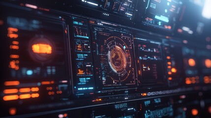 Futuristic Tech Interface:  Digital World Visualization