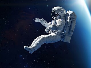 Fototapeta premium Astronaut Floating in Outer Space