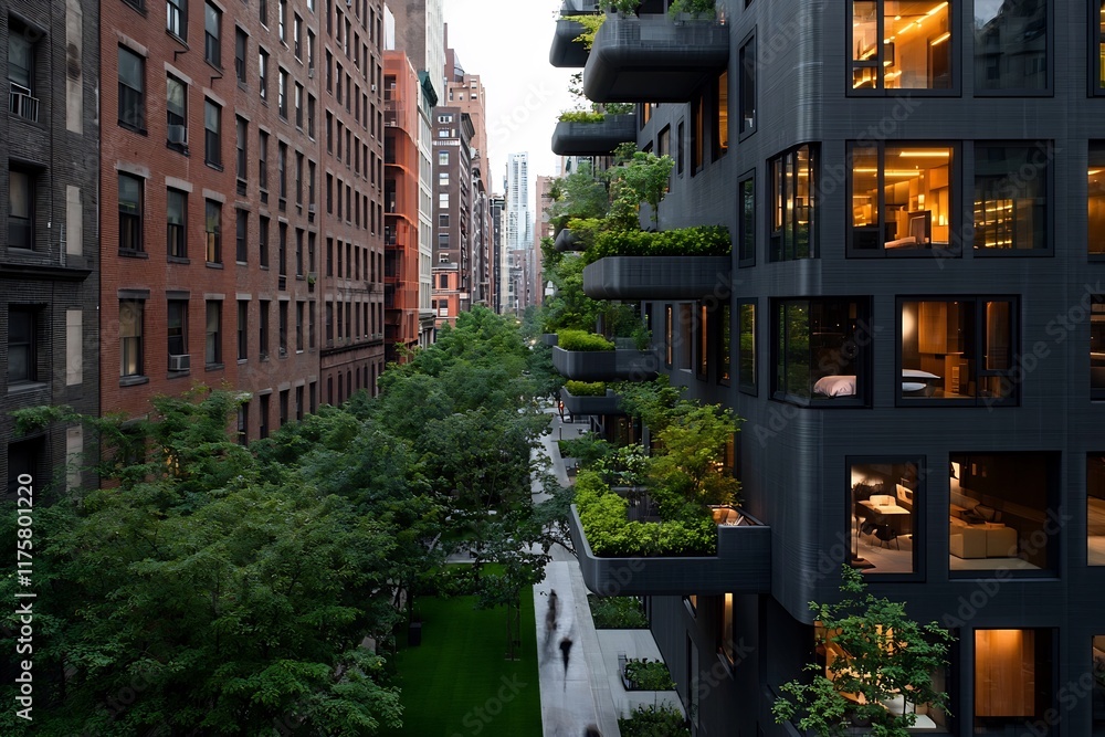 Poster innovative 3d printed apartment complex featuring a modular and adaptable design seamless of green s
