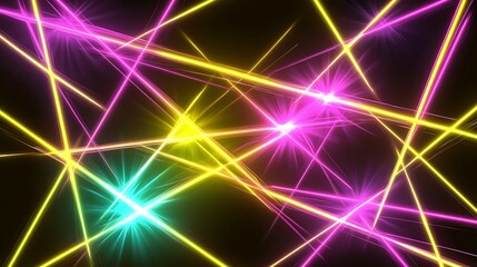 Abstract Neon Lines and Glowing Stars Design