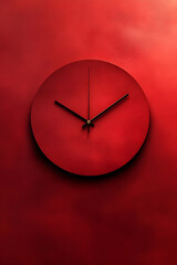 Elegance in Time: Minimalistic Red Wall Clock Against a Gradient Red Canvas