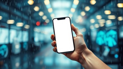 Mockup blank white screen cell phone and laptop for web template or mobile app design. White empty space for advertisement, web template or mobile app design. Generative AI