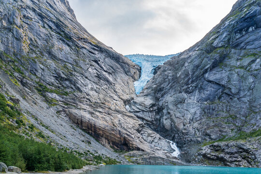 Briksdal Glacier in Jostedal Glacier Park near Olden in Norway