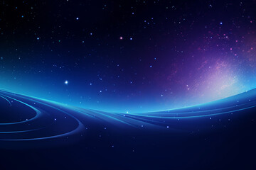 Obraz premium Abstract Blue Background with Stars and Glowing Elements in Space,Generated By Ai