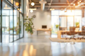 Modern office space with bright windows and sleek furniture.  Perfect for showcasing products or services.