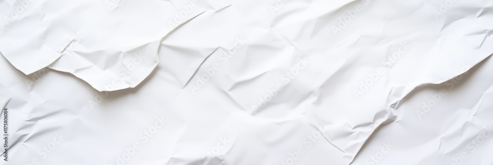 Poster Crumpled white paper provides a textured and abstract backdrop, suitable for various design applications, showcasing its unique folds and creases
