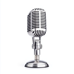 Fototapeta premium Vintage microphone with shiny metallic grille, perfect for performances