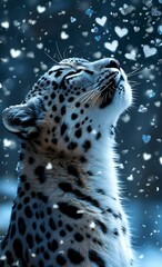 Naklejka premium leopard and snowing 