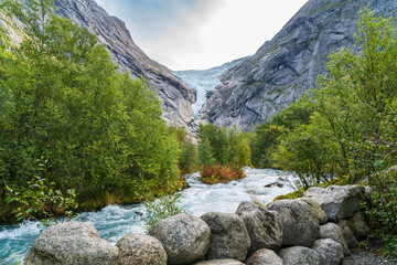 Briksdal Glacier in Jostedal Glacier Park near Olden in Norway