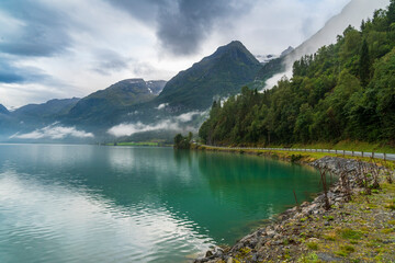 Briksdal Glacier in Jostedal Glacier Park near Olden in Norway
