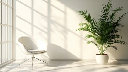 Fototapeta premium A simple, uncluttered room with a clean, white interior design.