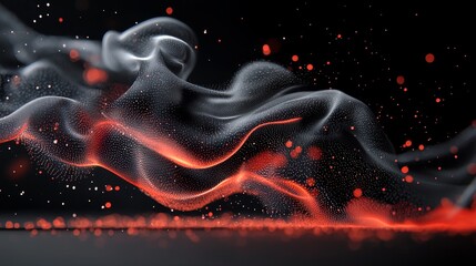 Fototapeta premium Abstract Digital Waveform Red and Gray Particle Flow Background