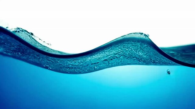a video with a moving water surface with small waves and splashes against white background