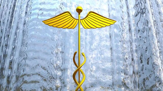 Caduceus is a staff with wings and two snakes wrapped around it