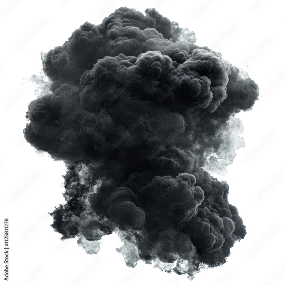 Poster black clouds billowing against a transparent background creating an abstract visual effect, black cl