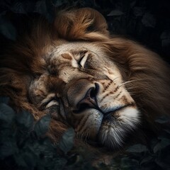 Naklejka premium close up portrait of a lion