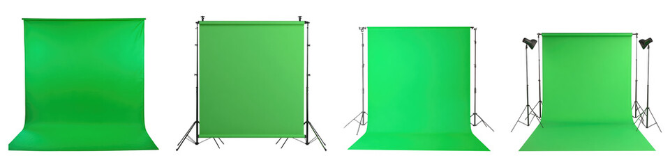 Obraz premium Chroma key green screen isolated on transparent background, Set of