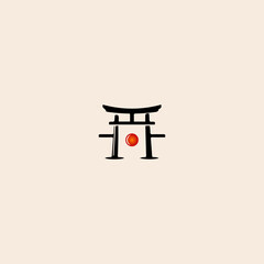 Torri gate icon flat vector design.