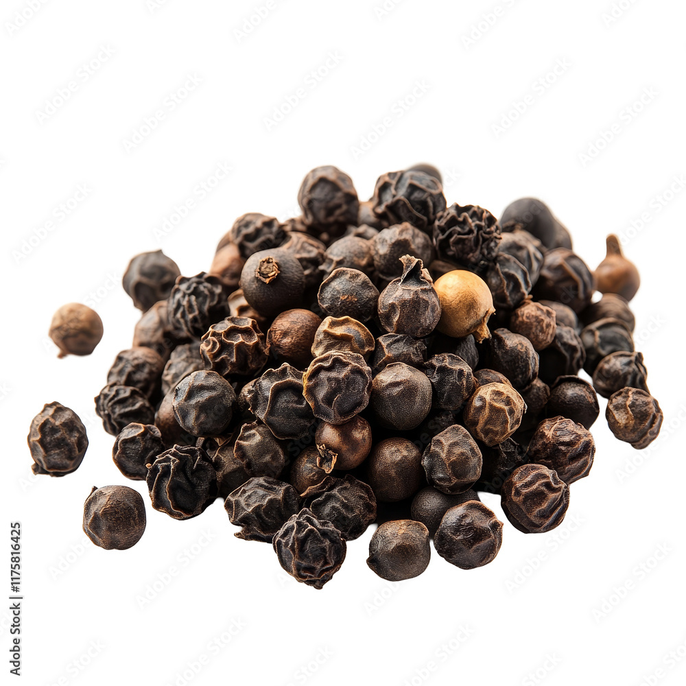 Poster black peppercorns isolated on a pristine transparent background showcasing their distinct features a