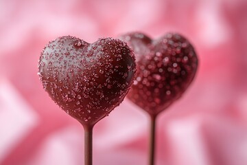 Fototapeta premium Chocolate heart shaped on pink background