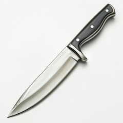 Obraz premium A large, fixed-blade knife with a stainless steel blade and a textured black handle.