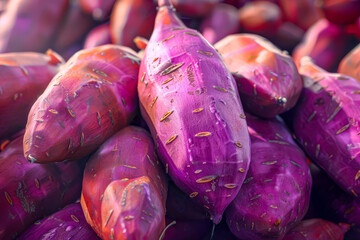 Bunch of purple potatoes with a few brown spots