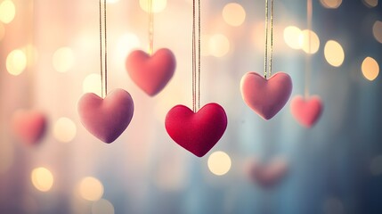 Hanging Hearts Romantic Valentine Decorations Background