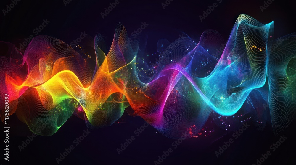 Poster vibrant colorful waves of light and energy creating a dreamlike abstract background for visual desig