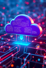 Cloud Computing Data Storage Icon Above Circuit Board