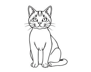 A black and white coloring page depicting a Cat pattern with bold lines and a clean line art style against a white background, Vector illustration.
