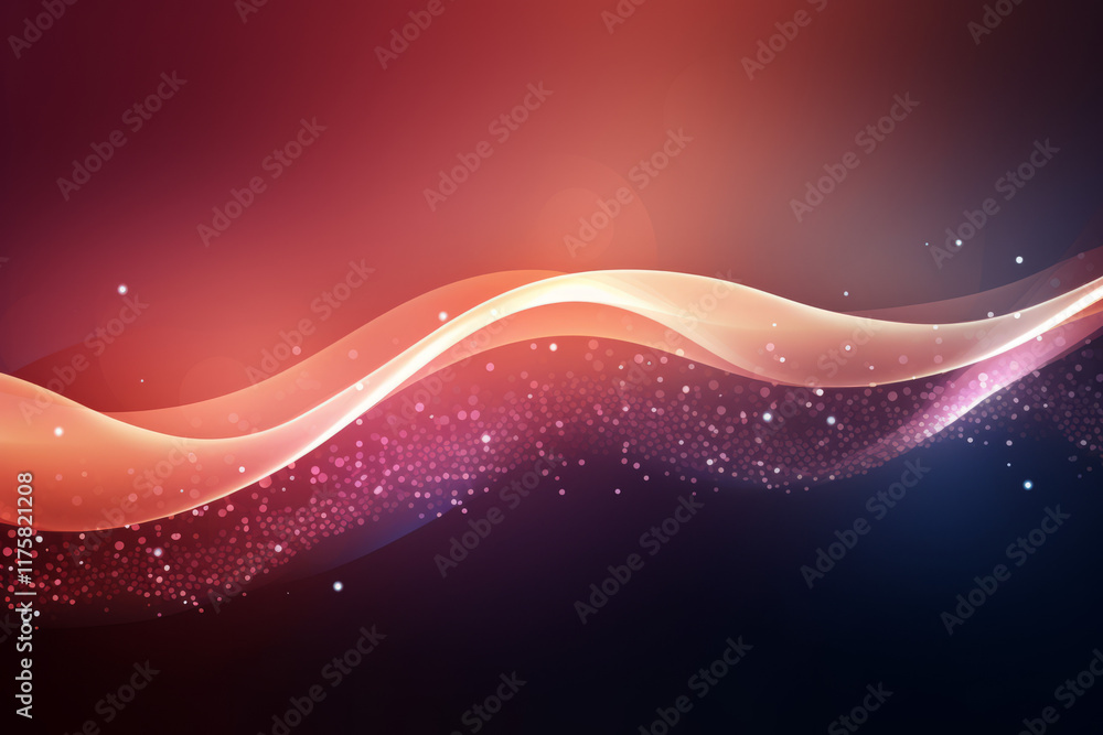 Canvas Prints abstract red background with waves, a vibrant vector illustration of glowing stars and lines in spac
