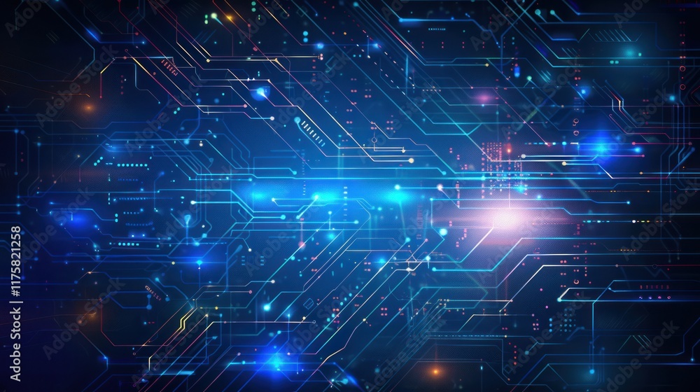 Poster futuristic circuitry: a glowing network of digital connections. explore the intricate web of technol