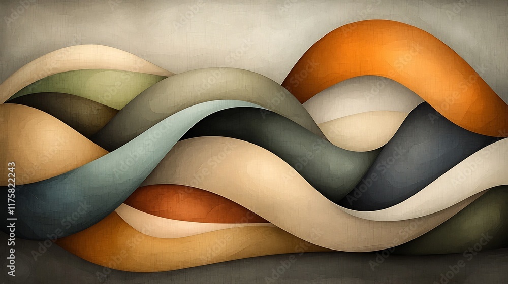 Poster elegant abstract wallpaper design featuring intricate interlocking curved shapes in a muted earth to