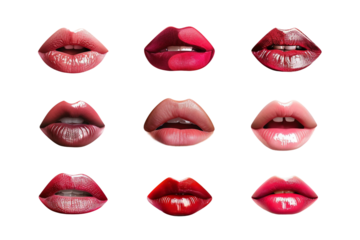 Expressive Lip Movements Capturing a Range of Emotions Isolated on Transparent Background